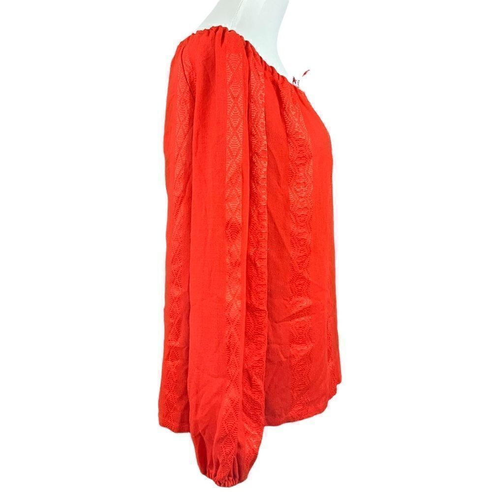 Vintage 70’s Sears Red/ Orange Embroidered Peasant Blouse M - Picture 3 of 6